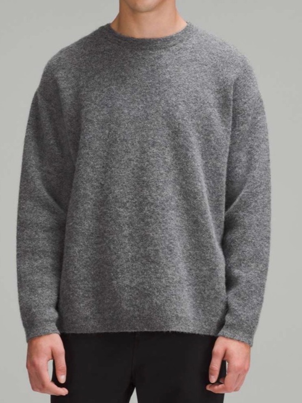 Lululemon Men’s Size S Alpaca Wool-Blend Crewneck Sweater Heathered Asphalt Grey